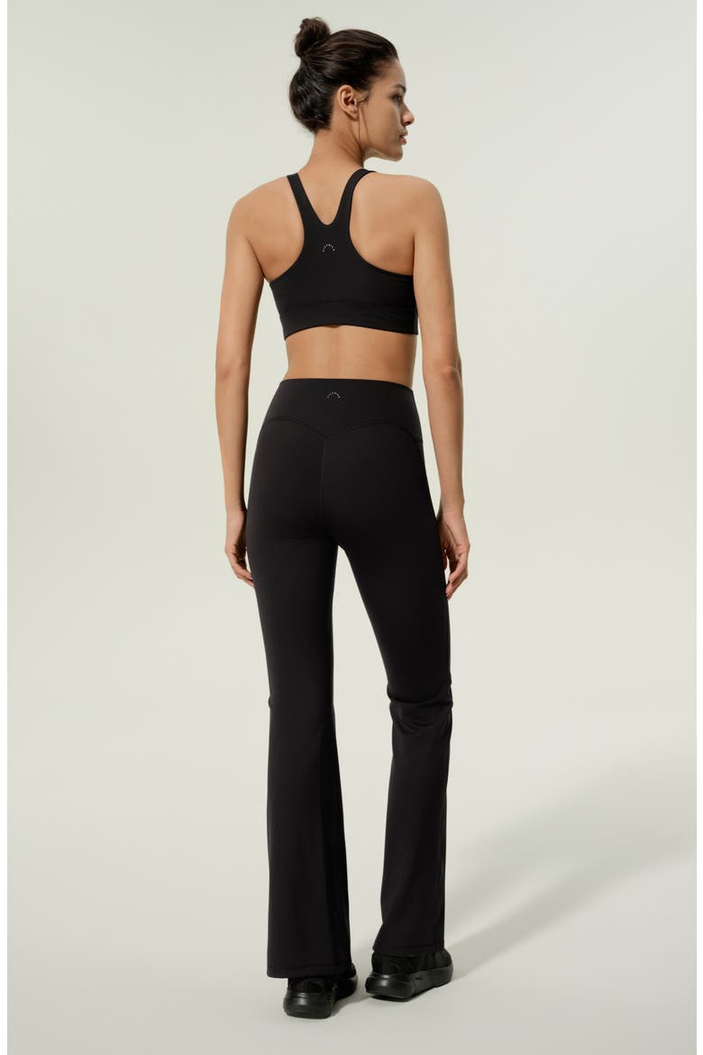 Women's Silk Contour High Rise Flared Drape Flow Leggings, Alternate, color, Black