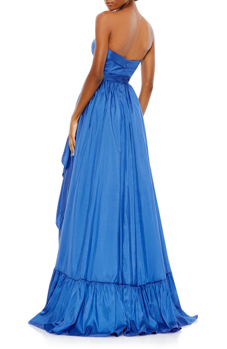 Mac Duggal Ruffle Asymmetric High-Low Strapless Gown, Alternate, color,