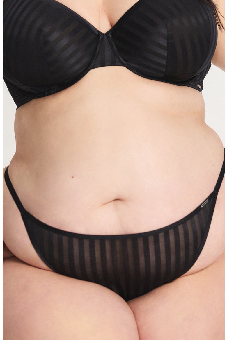 Show 'n' Tell Stripe G-String, Alternate, color, BLACK CAVIAR