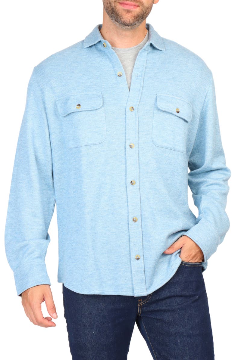 TailorByrd Long Sleeve Melange Solid Button Front Shirt, Alternate, color, Aqua
