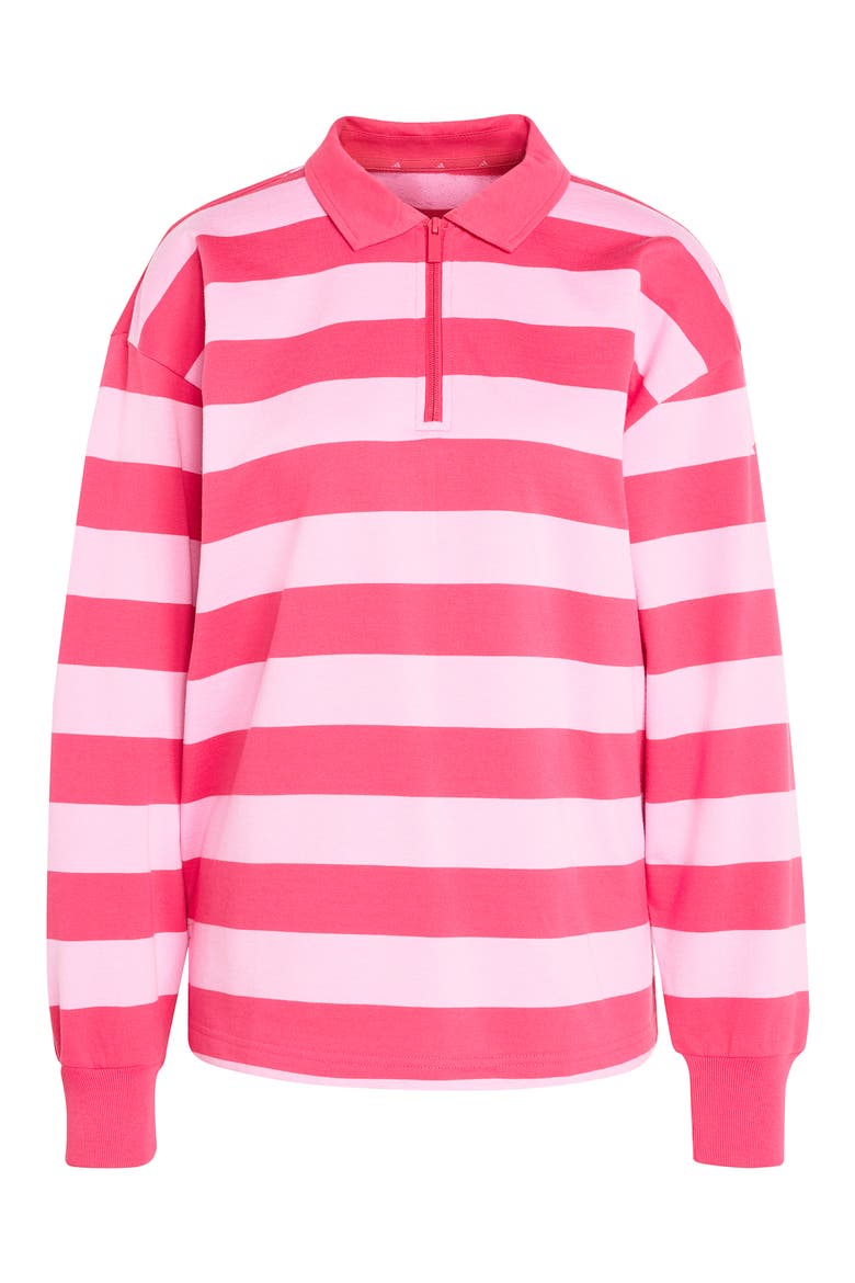 Striped Quarter Zip Cotton Polo, Alternate, color, POWER PINK/ST TROPIC BLOOM