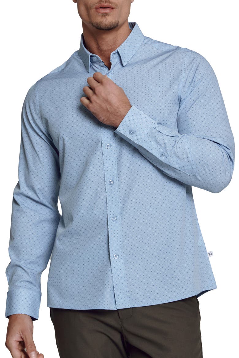Gatler Neat Performance Button-Up Shirt, Main, color, DUSTY BLUE