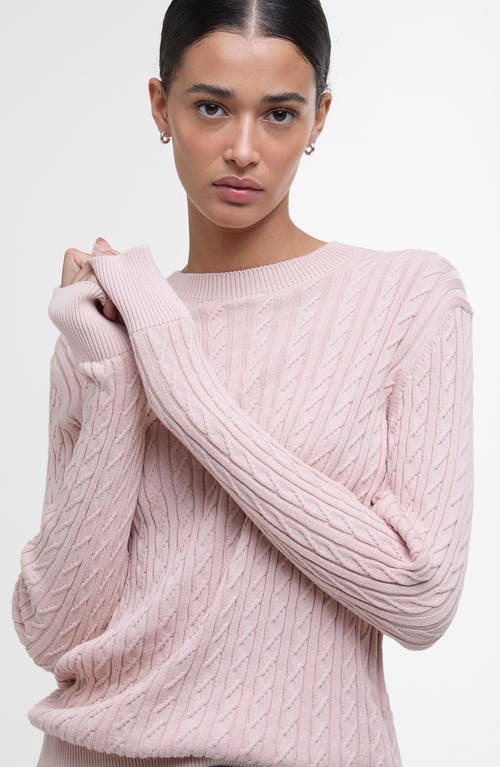 Barbour Hartland Cotton Cable Crewneck Sweater In Primrose Pink