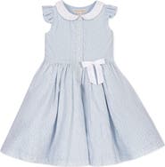 Hope & Henry Kids' Flutter Sleeve Linen Dress with Peter Pan Collar