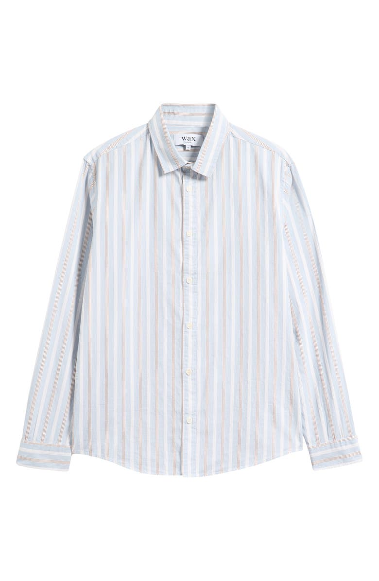 Wax London Shelly Stripe Cotton Poplin Button-Up Shirt, Main, color, Light Blue