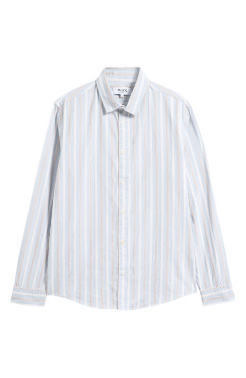 Shelly Stripe Cotton Poplin Button-Up Shirt