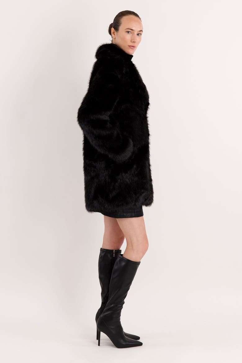 Mid-Length Faux Fur Coat, Alternate, color, Black