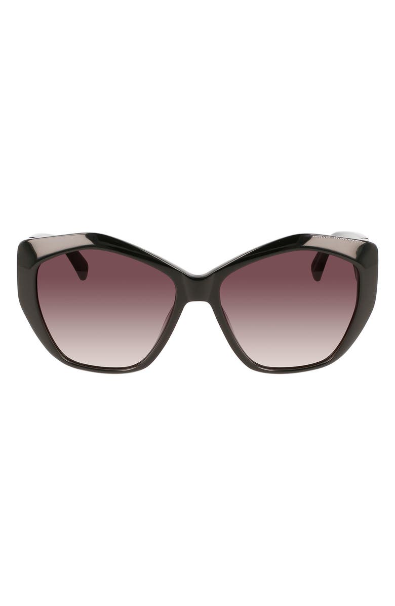 Longchamp 57mm Roseau Tea Cup Sunglasses, Main, color, Black
