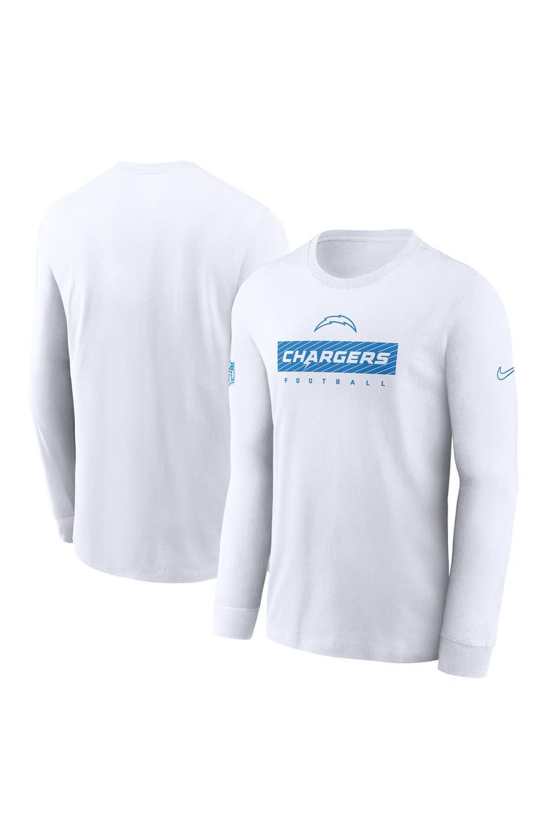 Nike Men's Nike White Los Angeles Chargers Sideline Performance Long Sleeve T-Shirt, Main, color, White