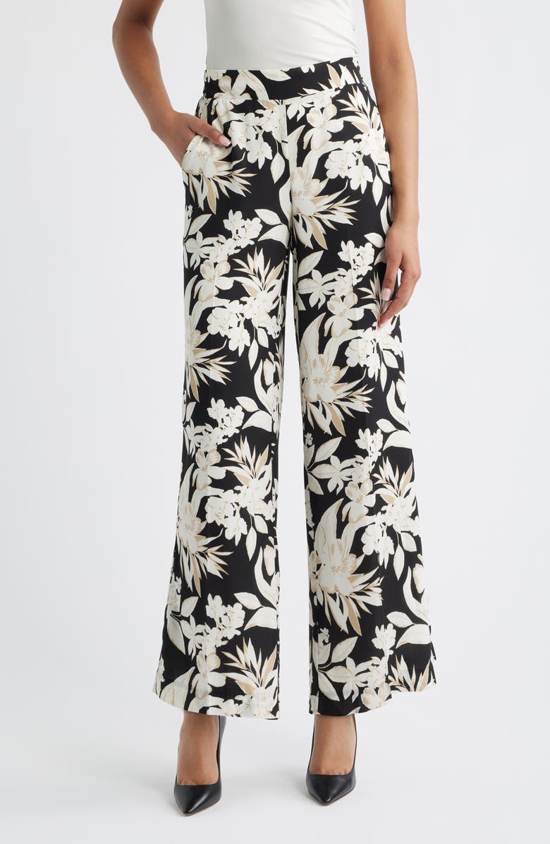 Anne Klein High Waist Pull-On Wide Leg Pants, Main, color, 