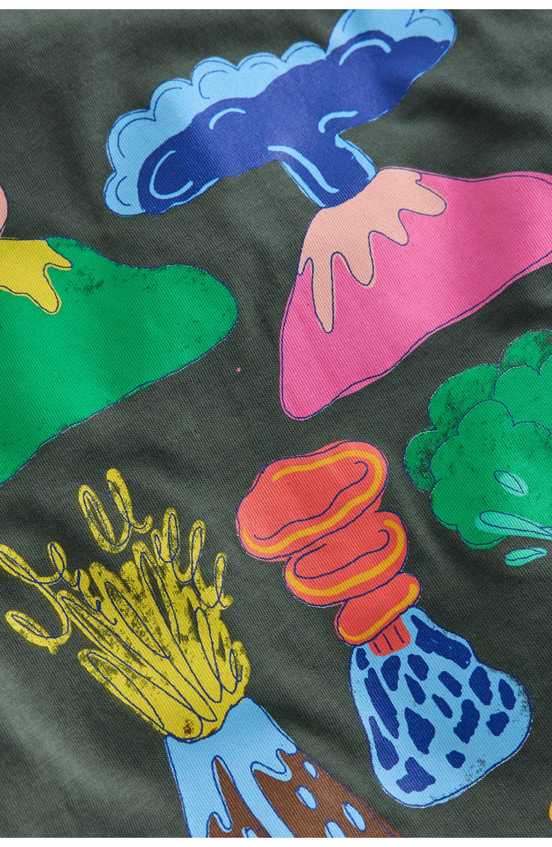 Mini Boden Kids' Volcano Cotton Graphic T-Shirt, Alternate, color, Charcoal Volcanoes