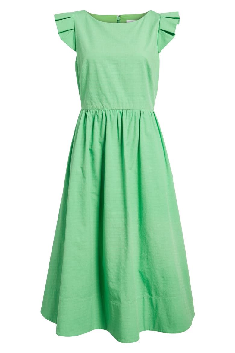 Ruffle Fit & Flare Midi Dress, Alternate, color, GREEN KELLY