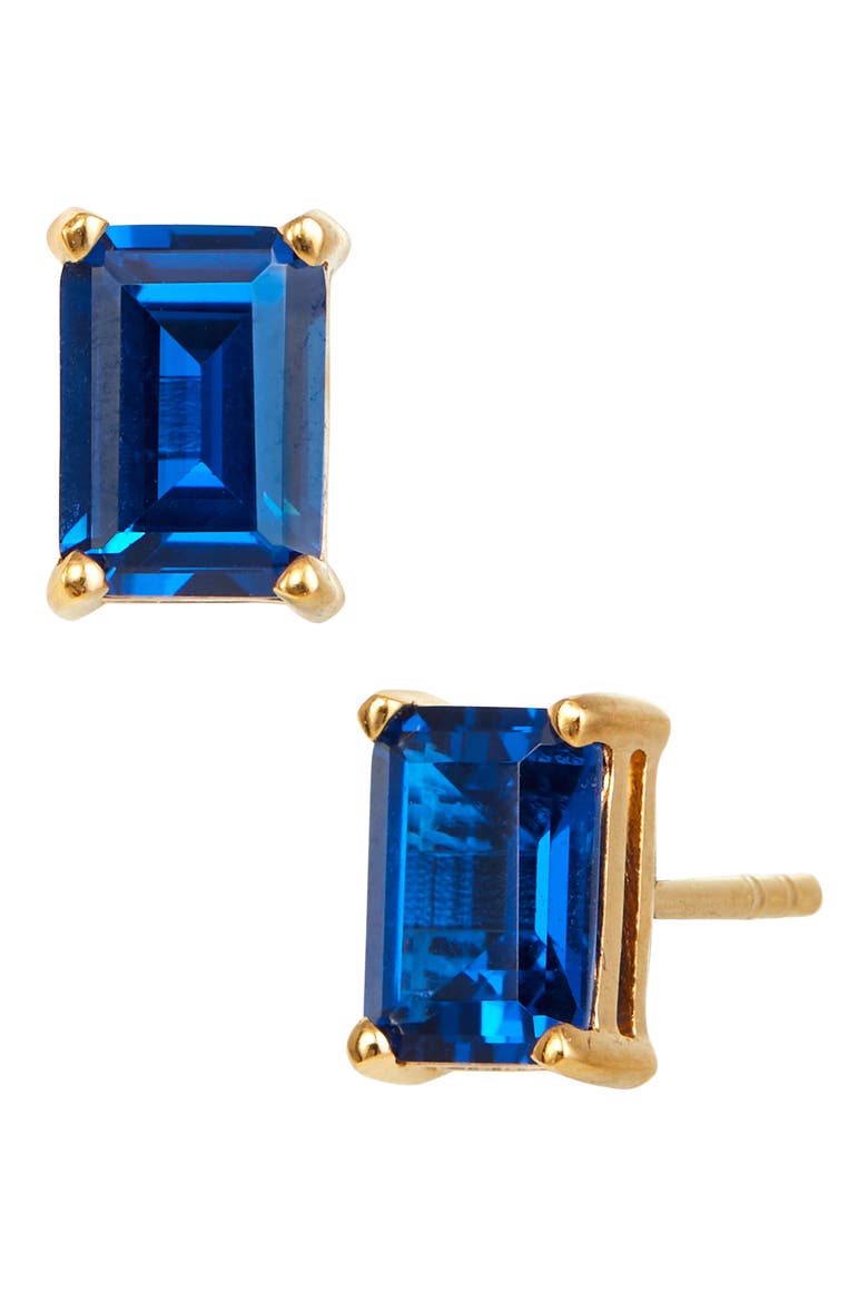 Vermeil Sterling Silver Emerald Cut CZ Box Stud Earrings, Main, color, SAPPHIRE - SEPTEMBER