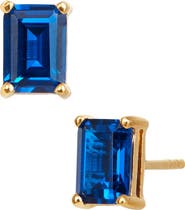 SAVVY CIE JEWELS Vermeil Sterling Silver Emerald Cut CZ Box Stud Earrings