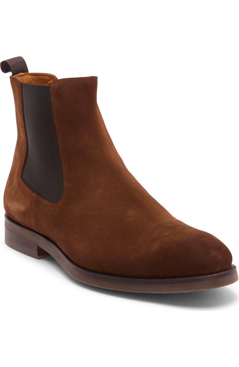 Magnanni Java Suede Chelsea Boot, Main, color, Cognac