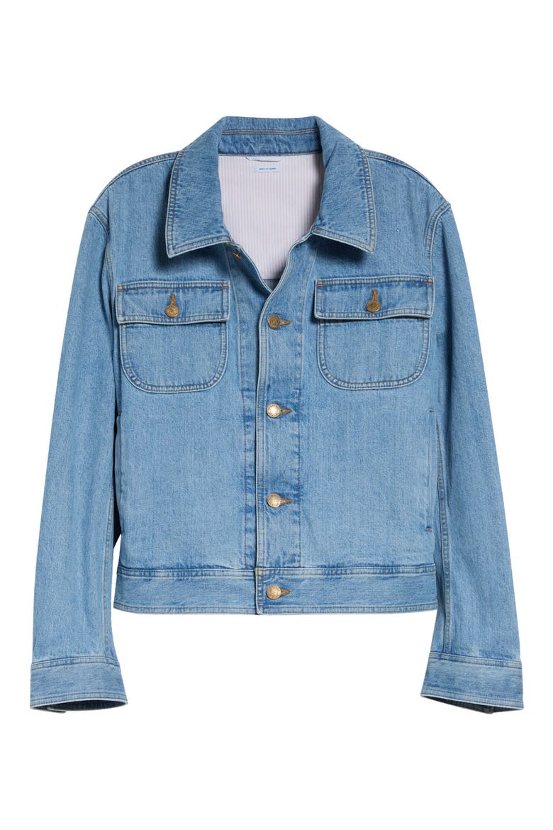 Selvedge Denim Backstrap Utility Jacket, Main, color, LIGHT BLUE