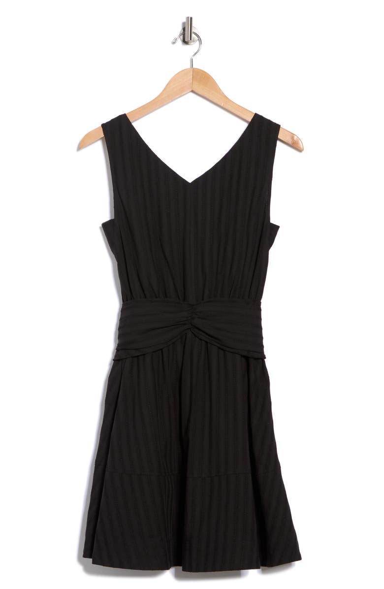 Derek Lam 10 Crosby Abby Lace Trim Tie Waist Minidress, Alternate, color, Black