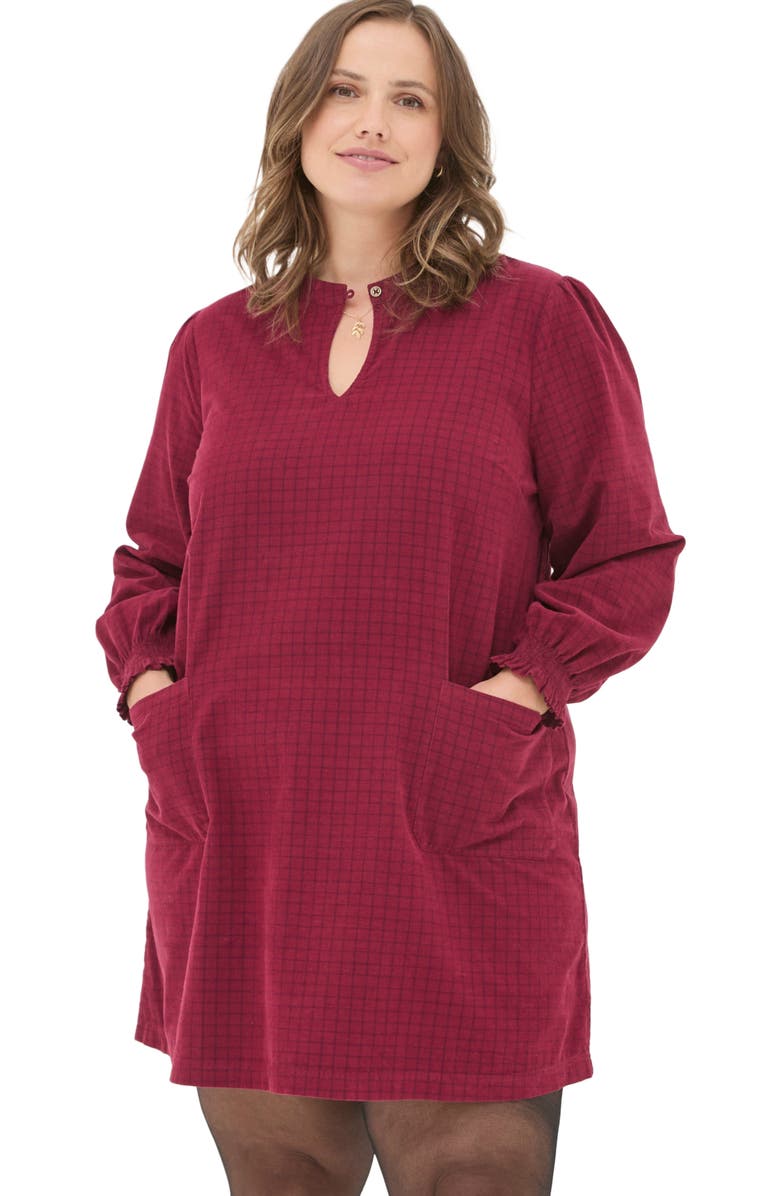 FatFace Women's Plus Size Fran Cord Check Dress, Main, color, 