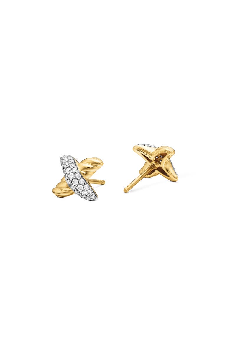 X Petite Earrings with Diamonds and Gold, Alternate, color, DIAMOND
