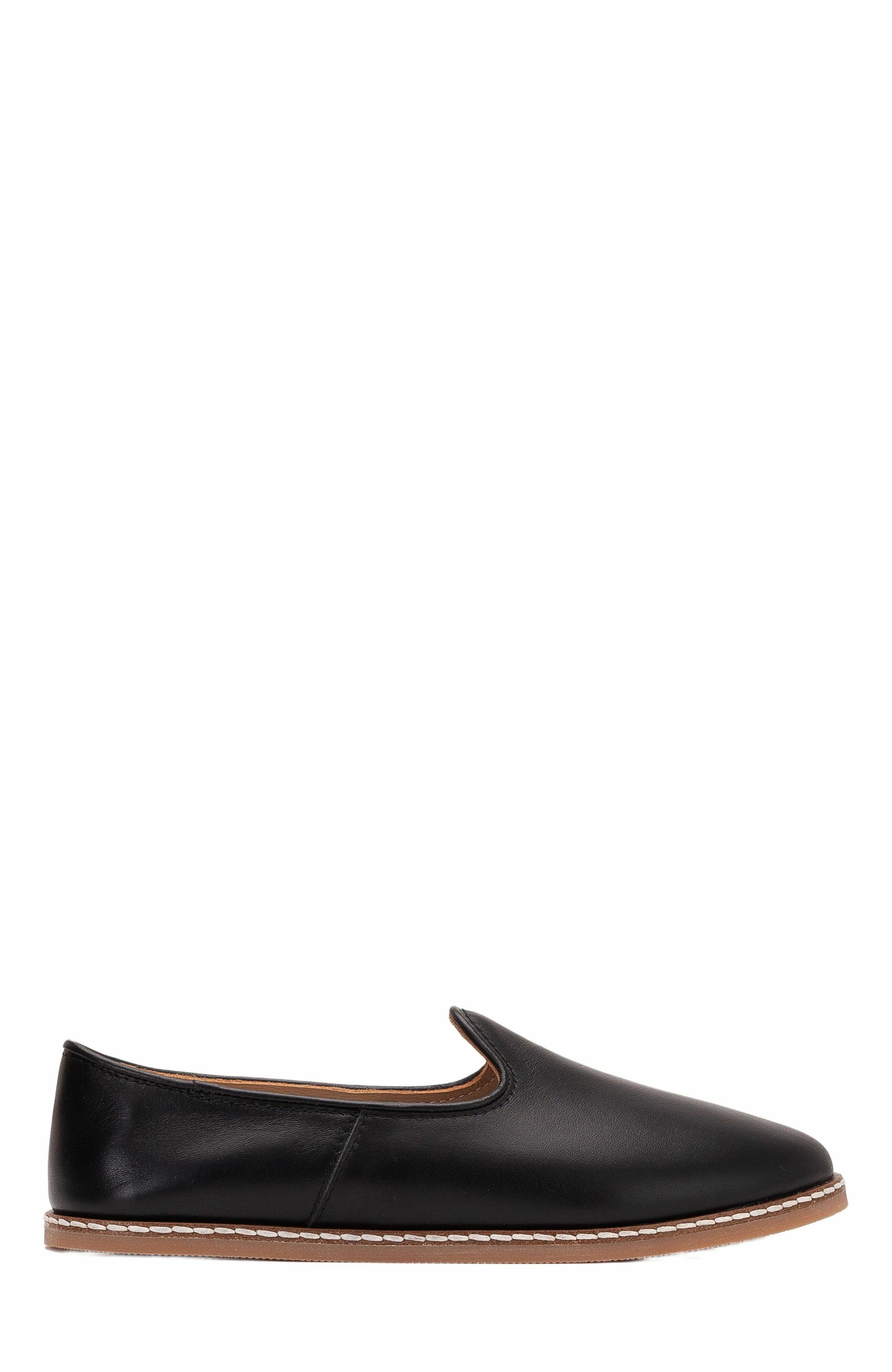 Forever 
Always Shoes Dalya Leather Slip On Flats, Alternate, color, Black Leather