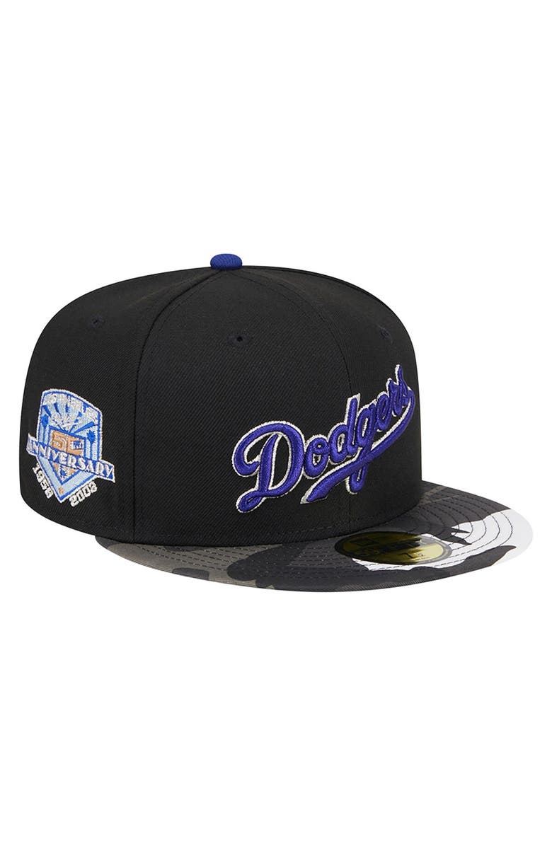 New Era Men's New Era Black Los Angeles Dodgers Metallic Camo 59FIFTY Fitted Hat, Main, color, Black