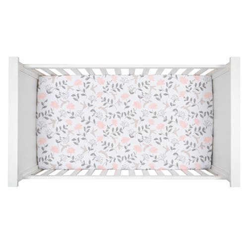 Lambs & Ivy Petals Floral 100% Cotton Fitted Crib/toddler Sheet In White