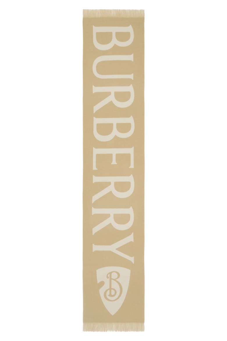 Reversible Logo Jacquard Wool Scarf, Alternate, color, SAND