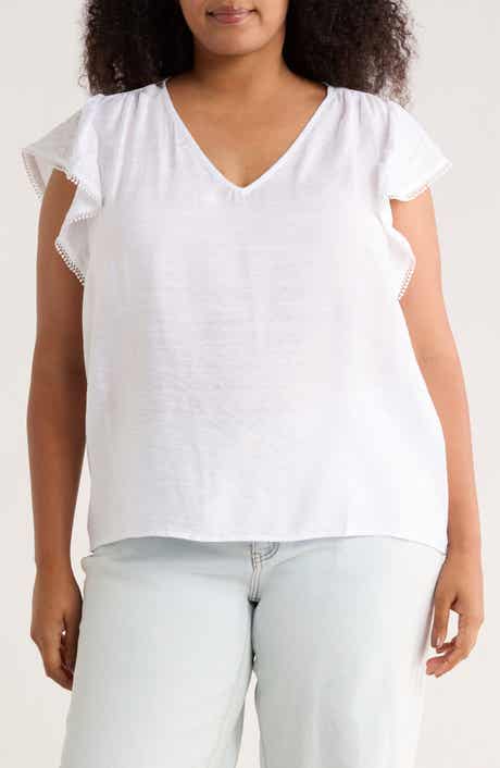 PHILOSOPHY REPUBLIC CLOTHING V-Neck Flutter Sleeve Top