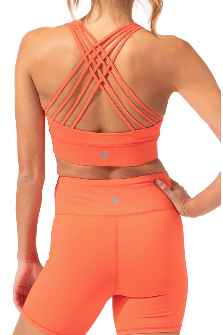 Strappy Sports Bra, Alternate, color, TANGO