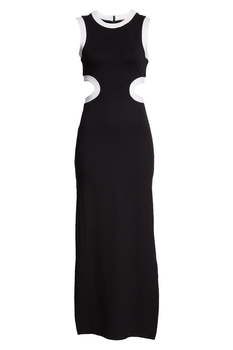 Dolce Cutout Waist Sleeveless Dress, Alternate, color, BLACK