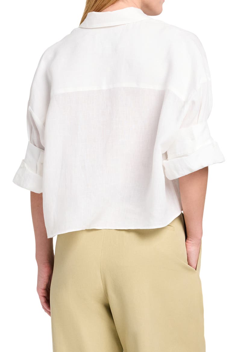 Next Ex Crop Linen Button-Up Shirt, Alternate, color, WHITE