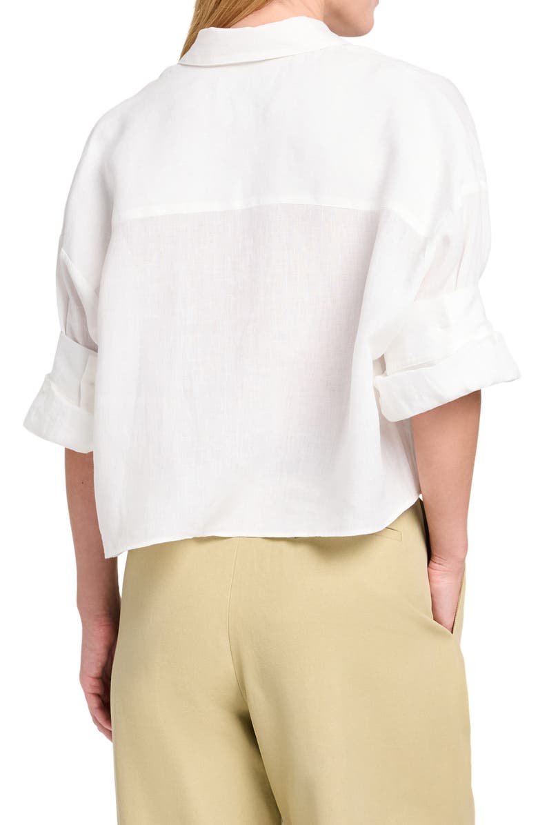 TWP Next Ex Crop Linen Button-Up Shirt, Alternate, color, White