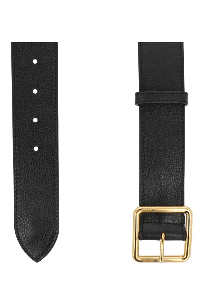 Wide Leather Belt, Alternate, color, BLACK