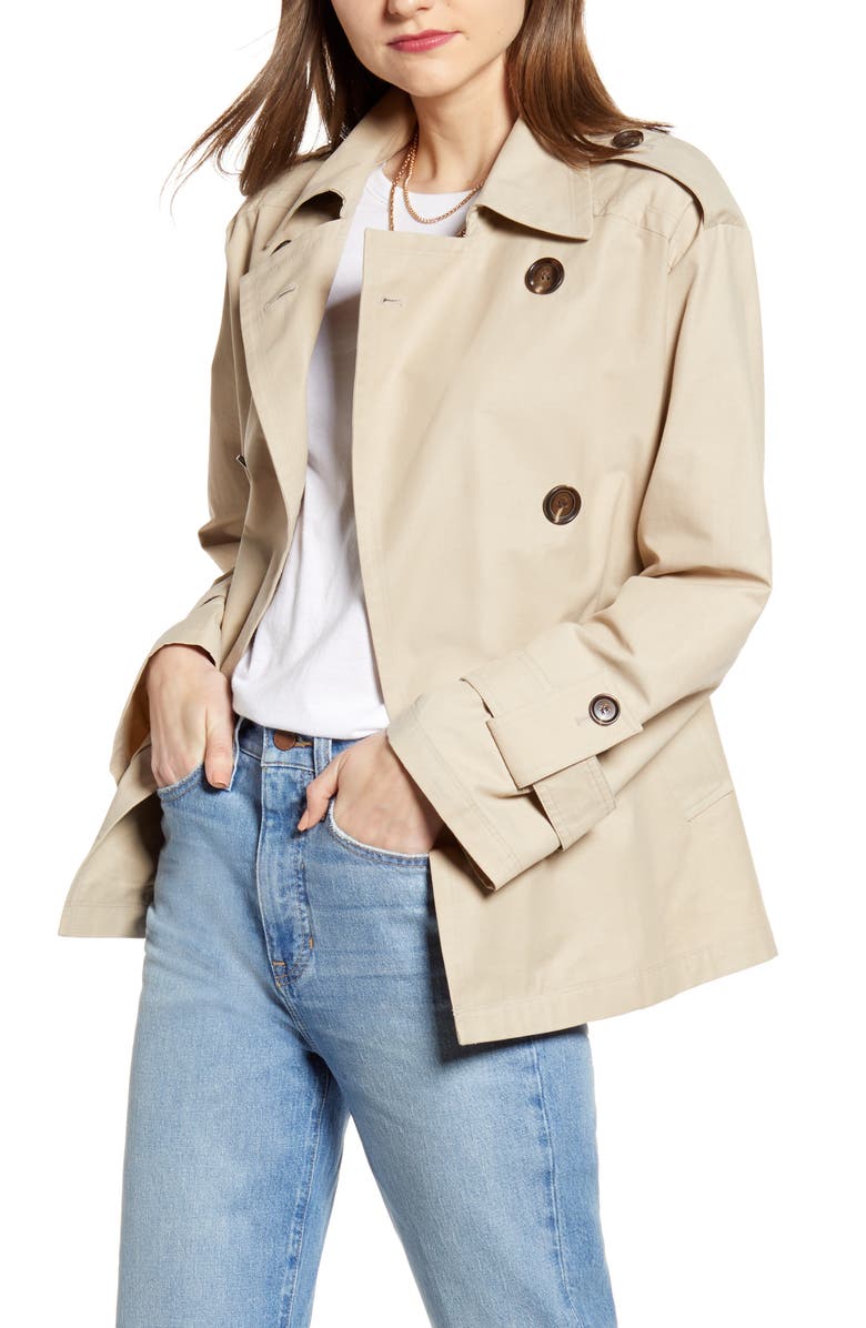 Something Navy Double Breasted Crop Jacket, Main, color, 