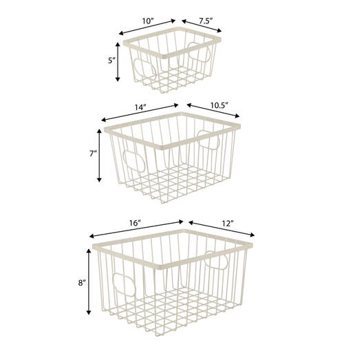 Happimess Camden Vintage Industrial Handmade Wire Metal Nesting Storage Baskets In Neutral