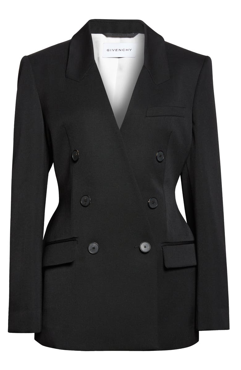 Givenchy Double Breasted Integrated Collar Wool Jacket, Main, color, Black