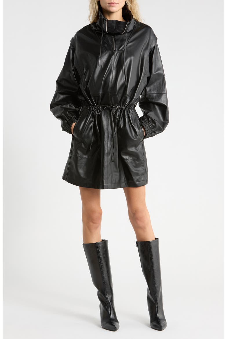 Leather Anorak, Main, color, BLACK