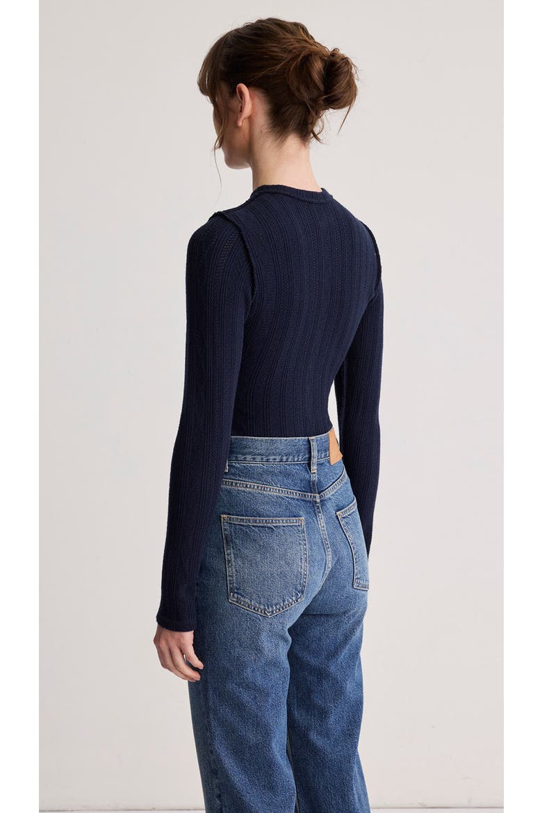 Pointelle Knit Crewneck, Alternate, color, Navy
