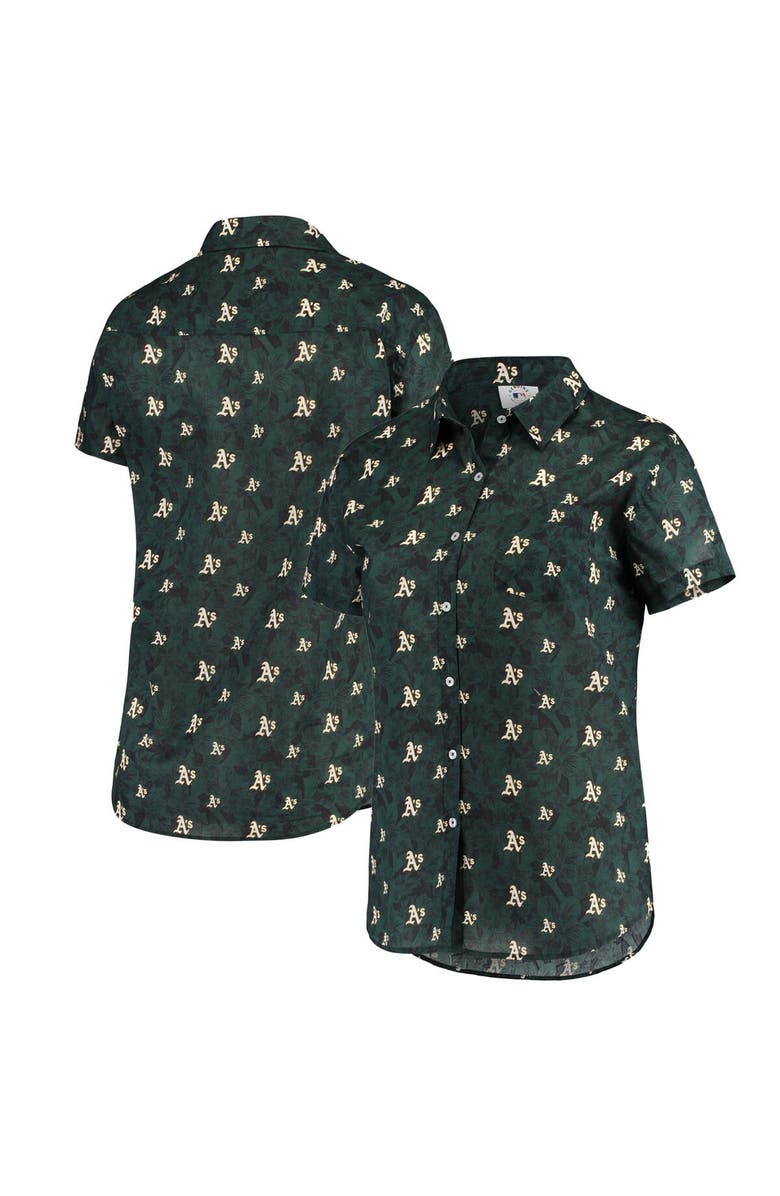 FOCO Women's FOCO Green Oakland Athletics Floral Button Up Shirt, Main, color, Green