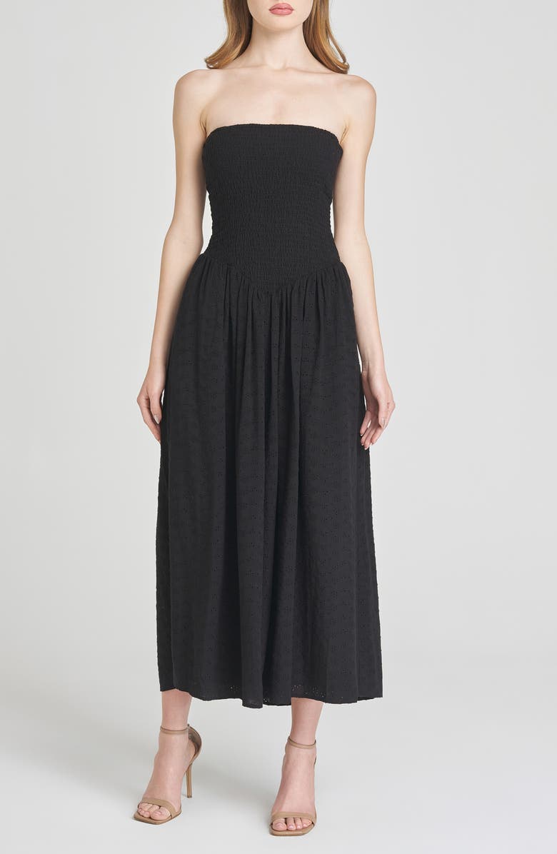 WAYF x Style by COCO! Melody Convertible Strapless Eyelet Dress, Alternate, color, Black