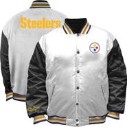 Mitchell & Ness Women's Mitchell & Ness White Pittsburgh Steelers Plus Size Full-Snap Satin Jacket