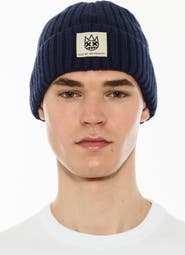 Cult of Individuality Logo Label Wool Blend Knit Beanie