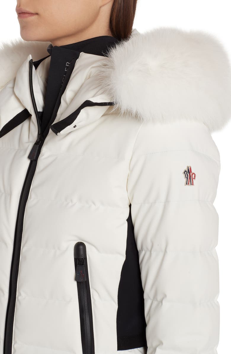 Moncler Lamoura Waterproof Quilted Down Puffer Coat with Removable Genuine Fox Fur Trim, Alternate, color,