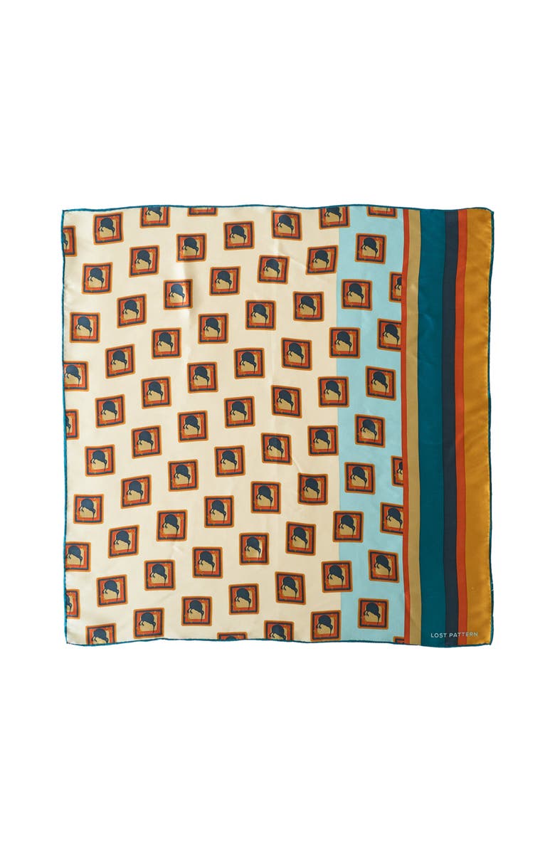 Lost Pattern NYC "Kiwi" Silk Bandana, Main, color, Beige