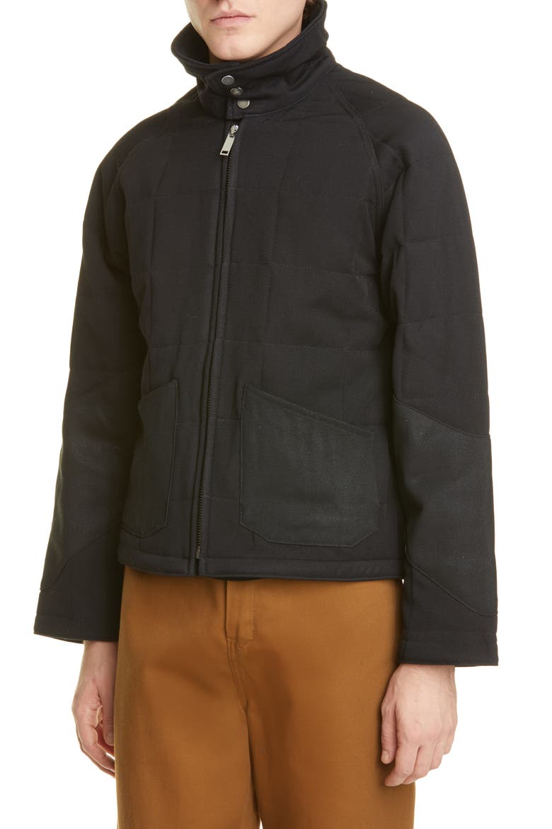 Quilted Wool Twill Jacket, Alternate, color, BLACK