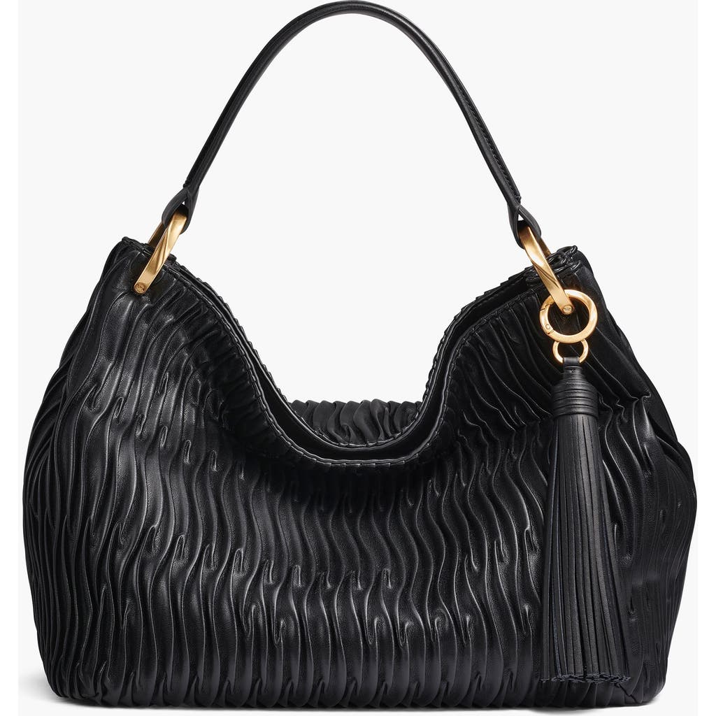 Donna Karan Glenwood Pleated Large Shoulder Handbag In Black