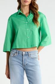 CISSA Crop Cotton Button-Up Shirt