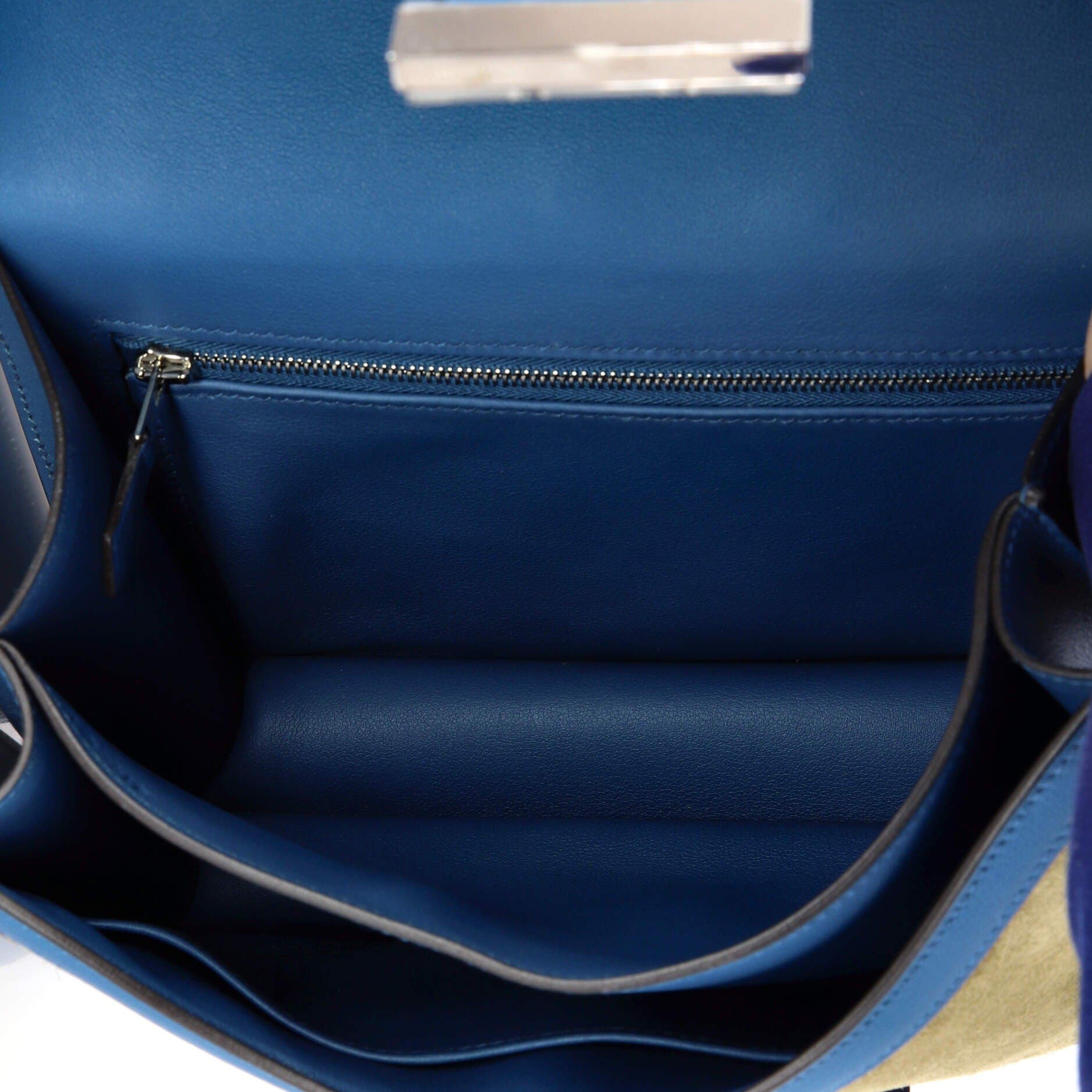 Pre-Owned Hermes Constance Bag Doblis Suede with Swift 23, Alternate, color, Bleu De Galice