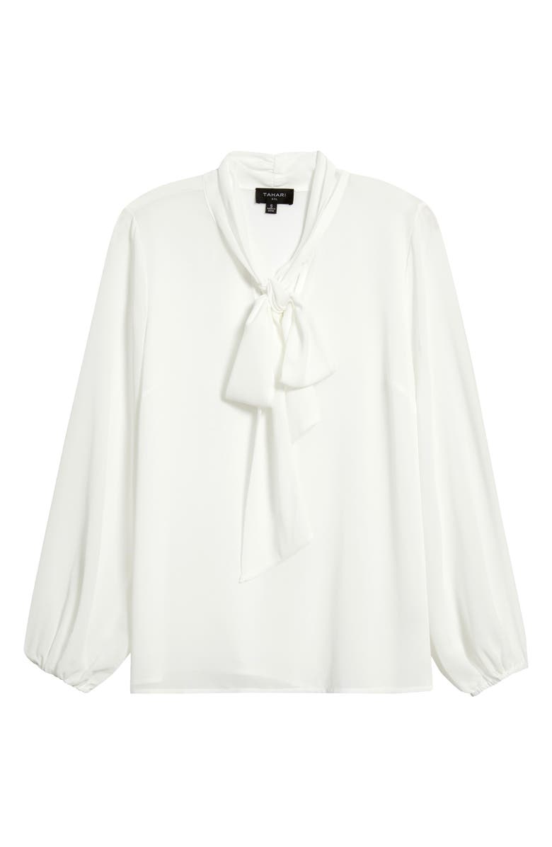 Tahari ASL Tie Neck Top, Alternate, color, Ivory