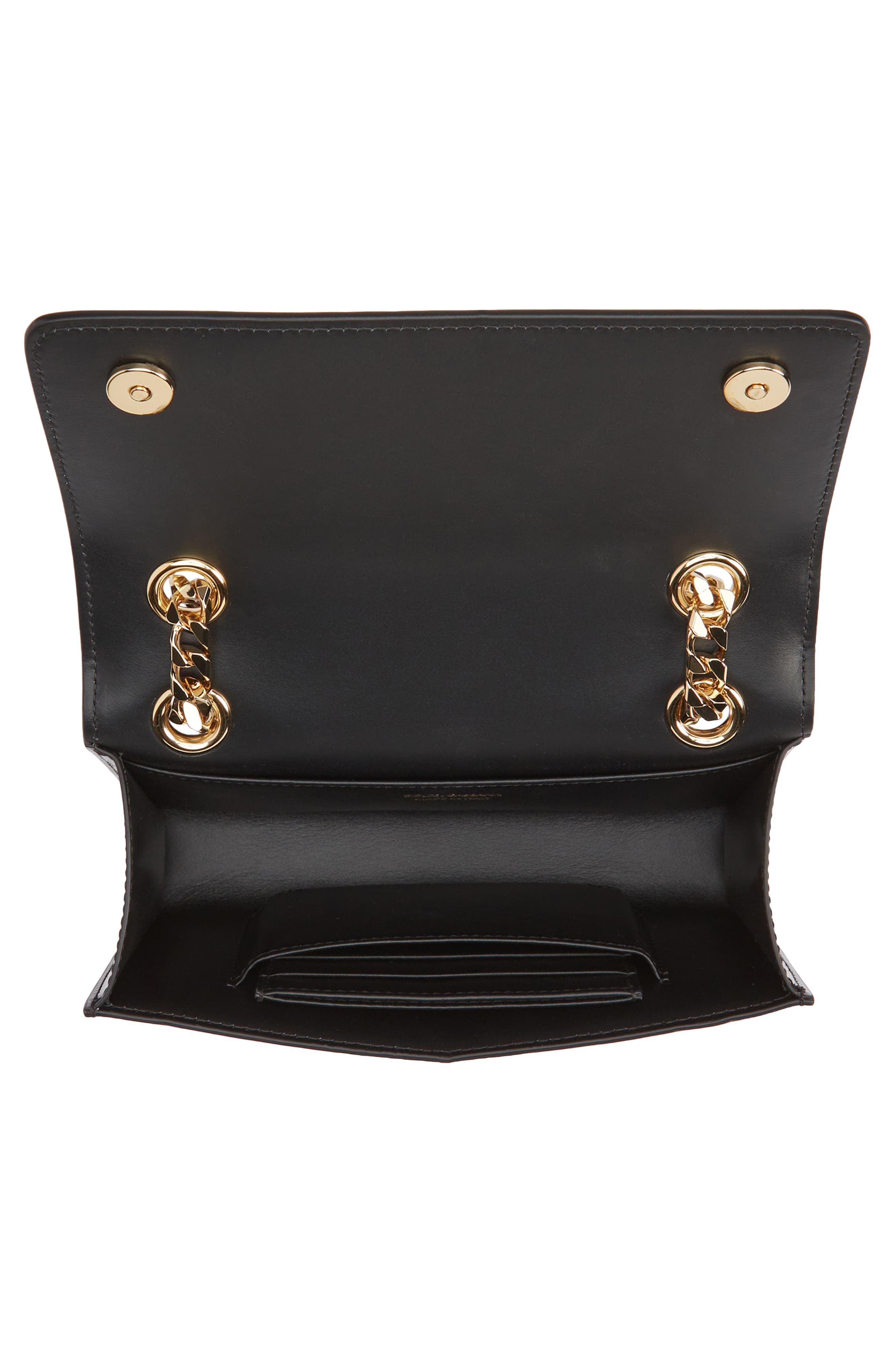 Dolce&Gabbana Logo Polished Calfskin Crossbody Phone Case with Card Holder, Alternate, color, 